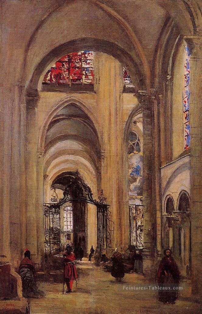 Intérieur de la cathédrale de Sens de plein air romantisme Jean Baptiste Camille Corot Peintures à l'huile